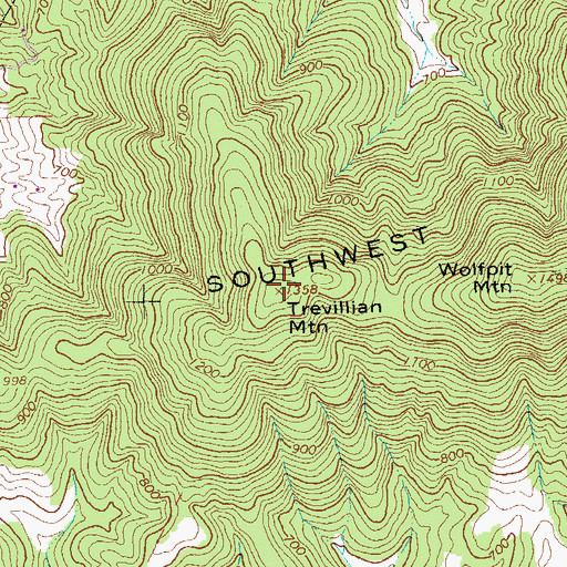 Topographic Map of Trevillian Mountain, VA