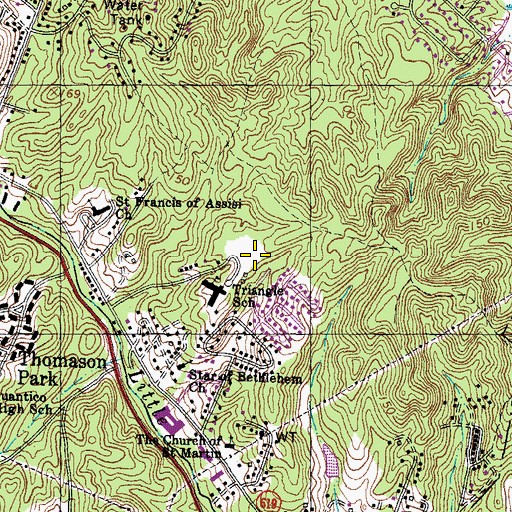 Topographic Map of Triangle Elementary School, VA