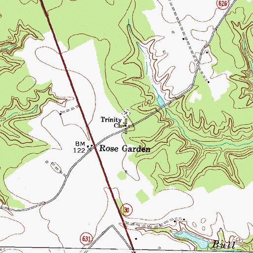 Topographic Map of Trinity Church, VA