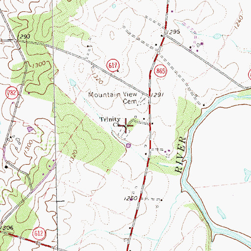 Topographic Map of Trinity Church, VA