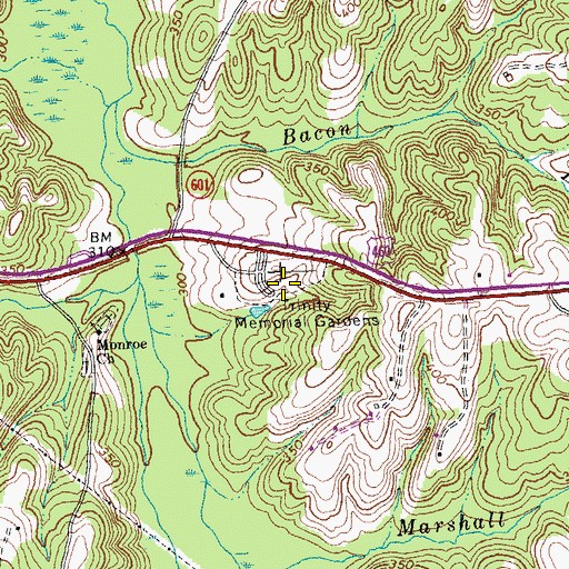 Topographic Map of Trinity Memorial Gardens, VA