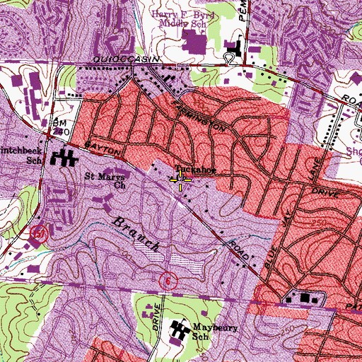 Topographic Map of Tuckahoe Church, VA