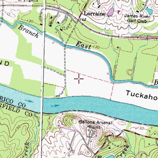 Topographic Map of Tuckahoe Island, VA