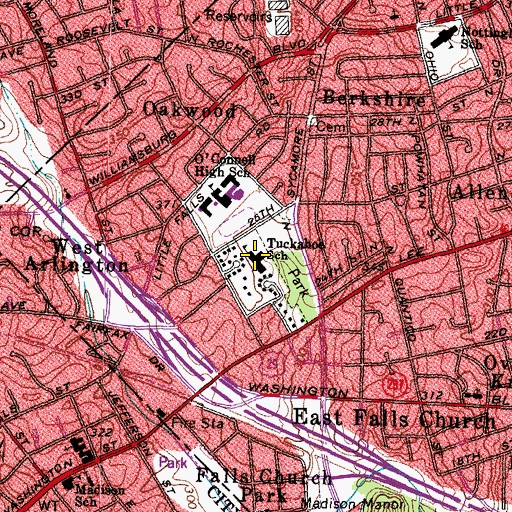 Topographic Map of Tuckahoe Elementary School, VA