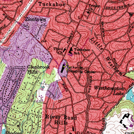 Topographic Map of Tuckahoe Shopping Center, VA