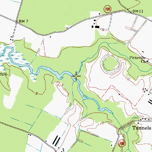 Topographic Map of Tunnels Mill Branch, VA