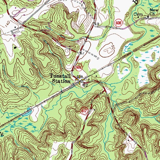 Topographic Map of Tunstall Station, VA