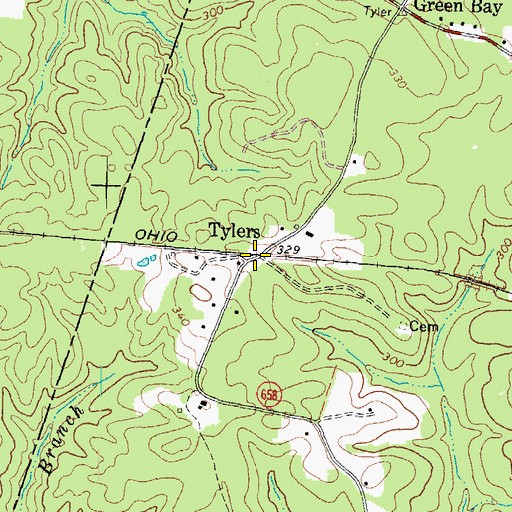 Topographic Map of Tylers, VA