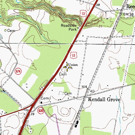 Topographic Map of Union Church, VA