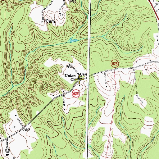 Topographic Map of Union Church, VA