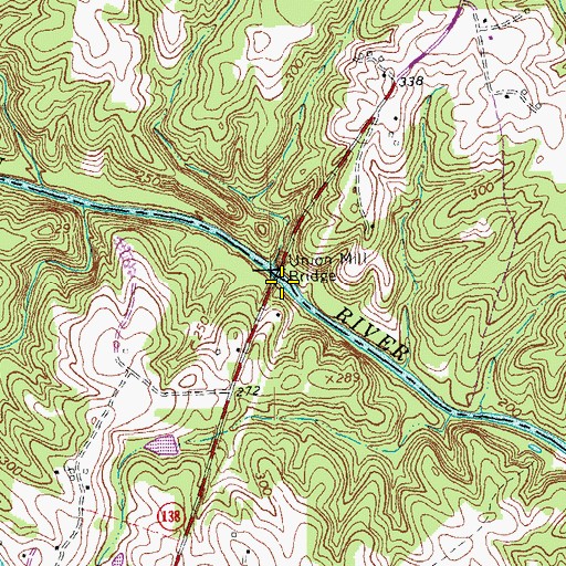 Topographic Map of Union Mill Bridge, VA