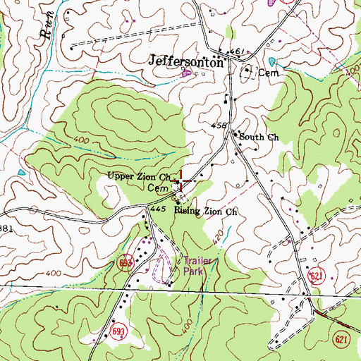 Topographic Map of Upper Zion Church, VA