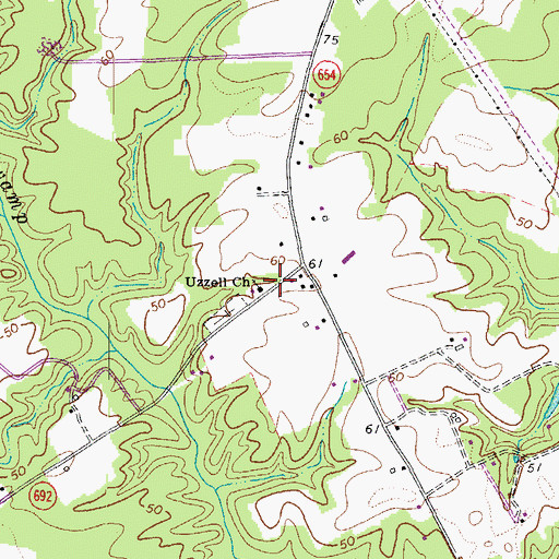 Topographic Map of Uzzell Church, VA