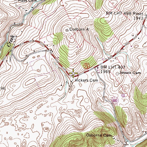 Topographic Map of Vickers Cemetery, VA