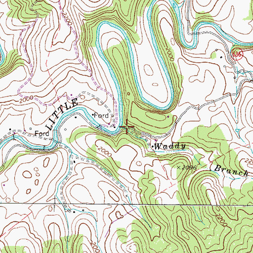 Topographic Map of Waddy Branch, VA