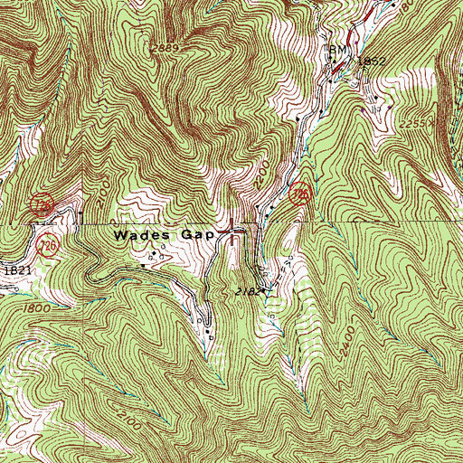 Topographic Map of Wades Gap, VA