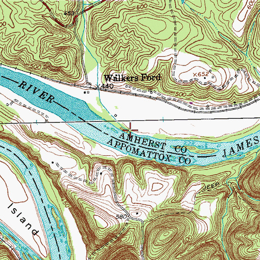 Topographic Map of Walkers Ford Creek, VA