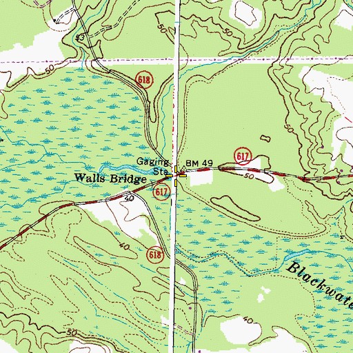 Topographic Map of Walls Bridge, VA