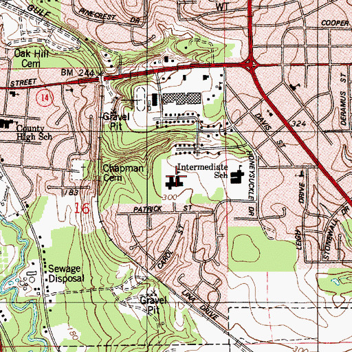 Topographic Map of Prattville Elementary School, AL
