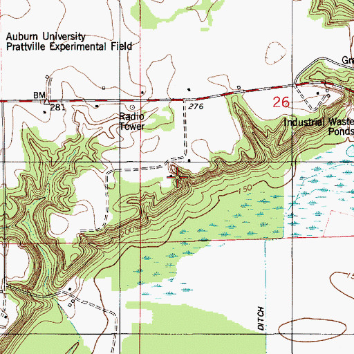 Topographic Map of Prattville Landfill, AL