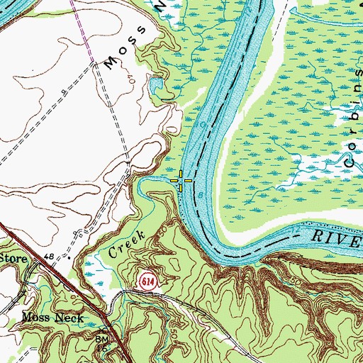 Topographic Map of Ware Creek, VA