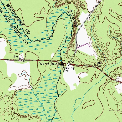 Topographic Map of Wares Bridge, VA
