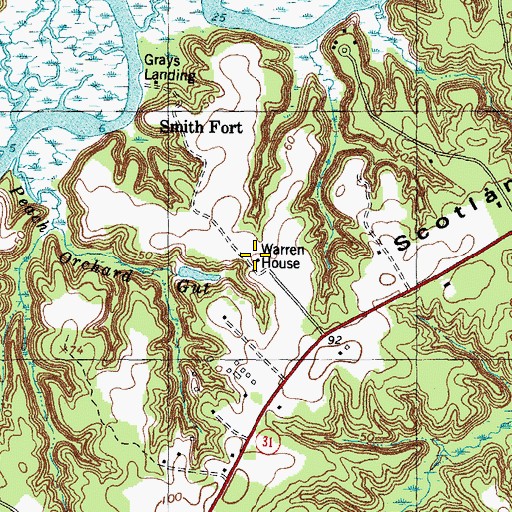Topographic Map of Warren House, VA