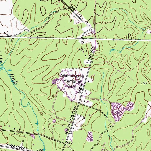 Topographic Map of Washington Memorial Park and Mausoleums, VA