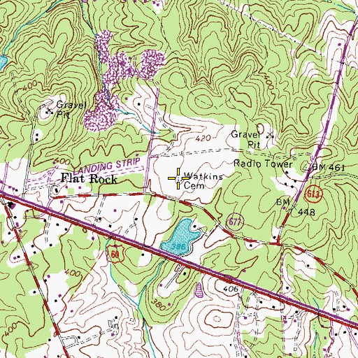 Topographic Map of Watkins Cemetery, VA