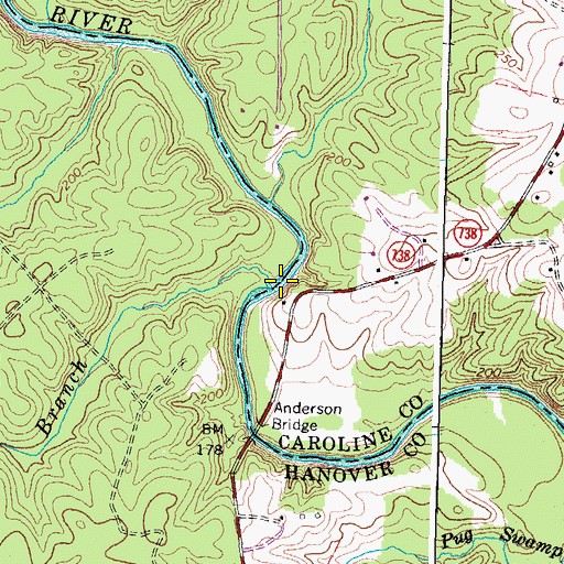 Topographic Map of Watleg Branch, VA