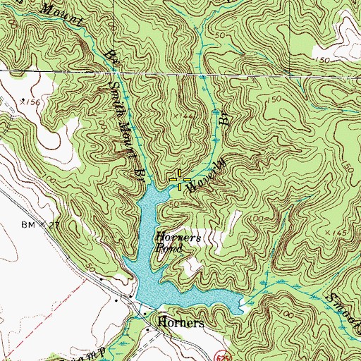 Topographic Map of Waverly Branch, VA
