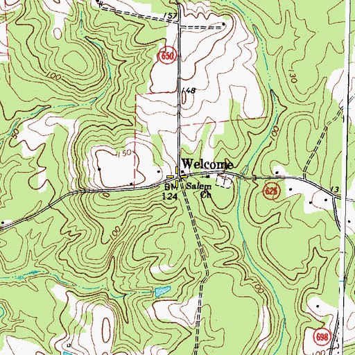 Topographic Map of Welcome, VA