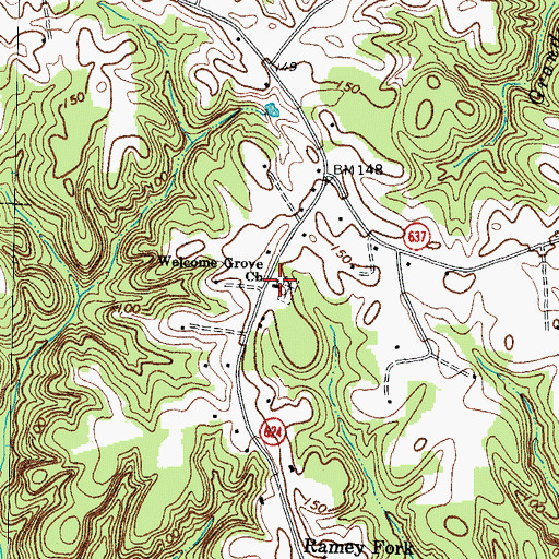 Topographic Map of Welcome Grove Church, VA