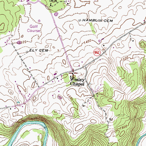 Topographic Map of Wesley Chapel, VA