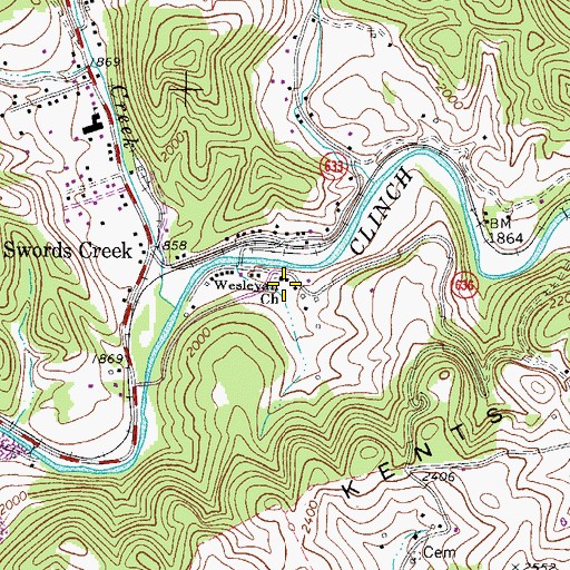 Topographic Map of Wesleyan Church, VA