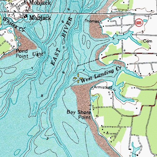 Topographic Map of West Landing Creek, VA