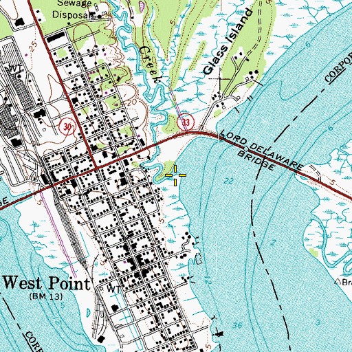 Topographic Map of West Point Creek, VA