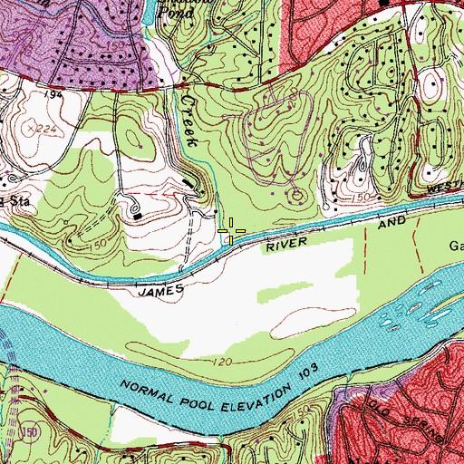Topographic Map of Westham Creek, VA