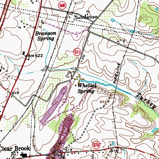 Topographic Map of Whetzel Spring, VA