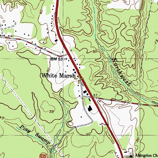 Topographic Map of White Marsh, VA