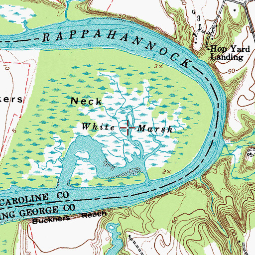 Topographic Map of White Marsh, VA