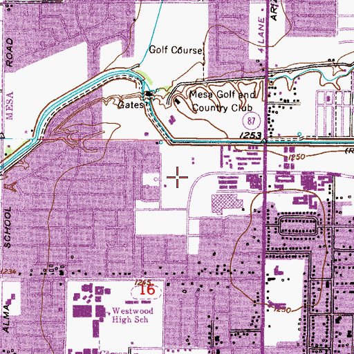 Topographic Map of Mesa Grande Ruins, AZ