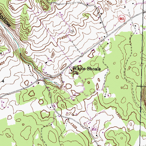 Topographic Map of White Shoals Church, VA