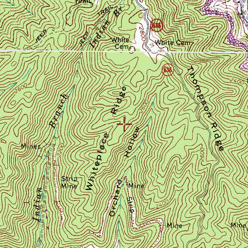 Topographic Map of Whiteplace Ridge, VA