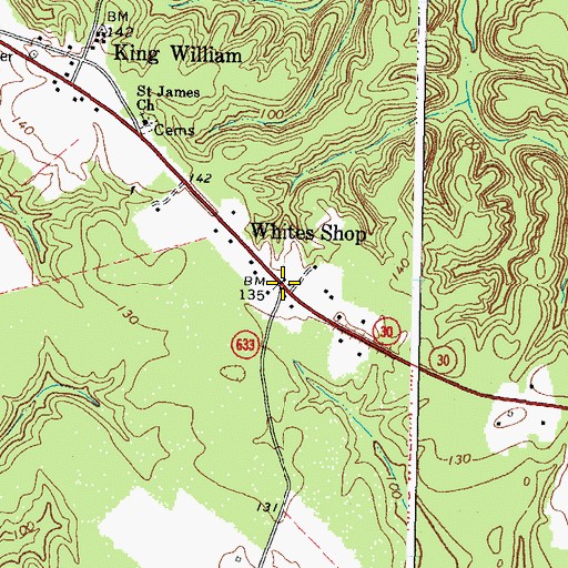 Topographic Map of Whites Shop, VA