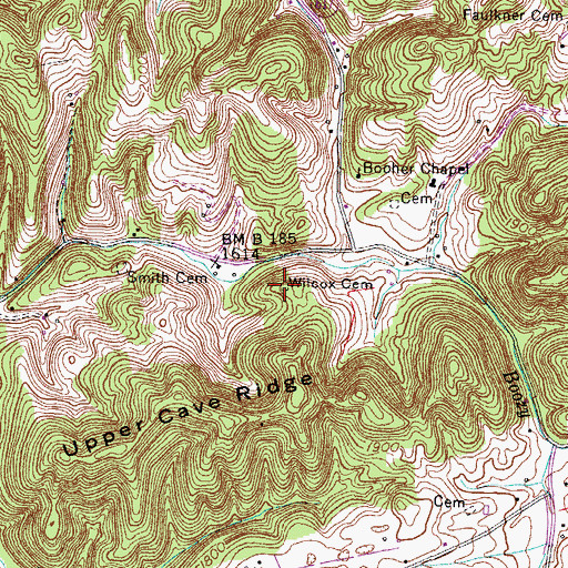 Topographic Map of Wilcox Cemetery, VA
