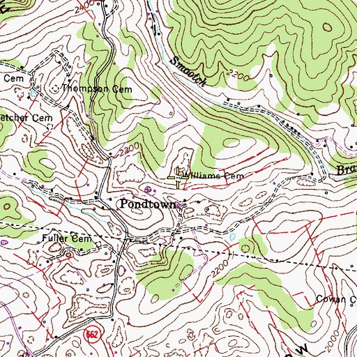 Topographic Map of Williams Cemetery, VA