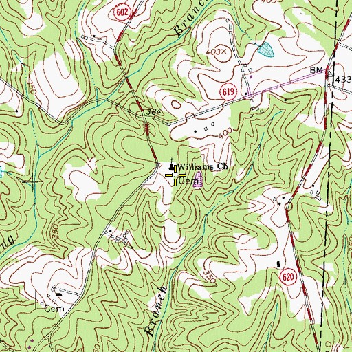 Topographic Map of Williams Church, VA