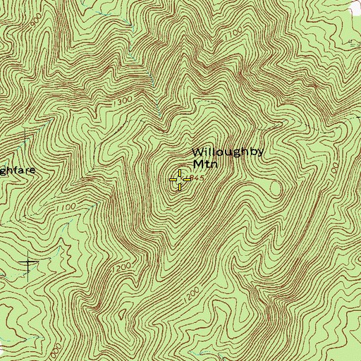 Topographic Map of Willoughby Mountain, VA