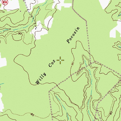 Topographic Map of Willy Cox Pocosin, VA